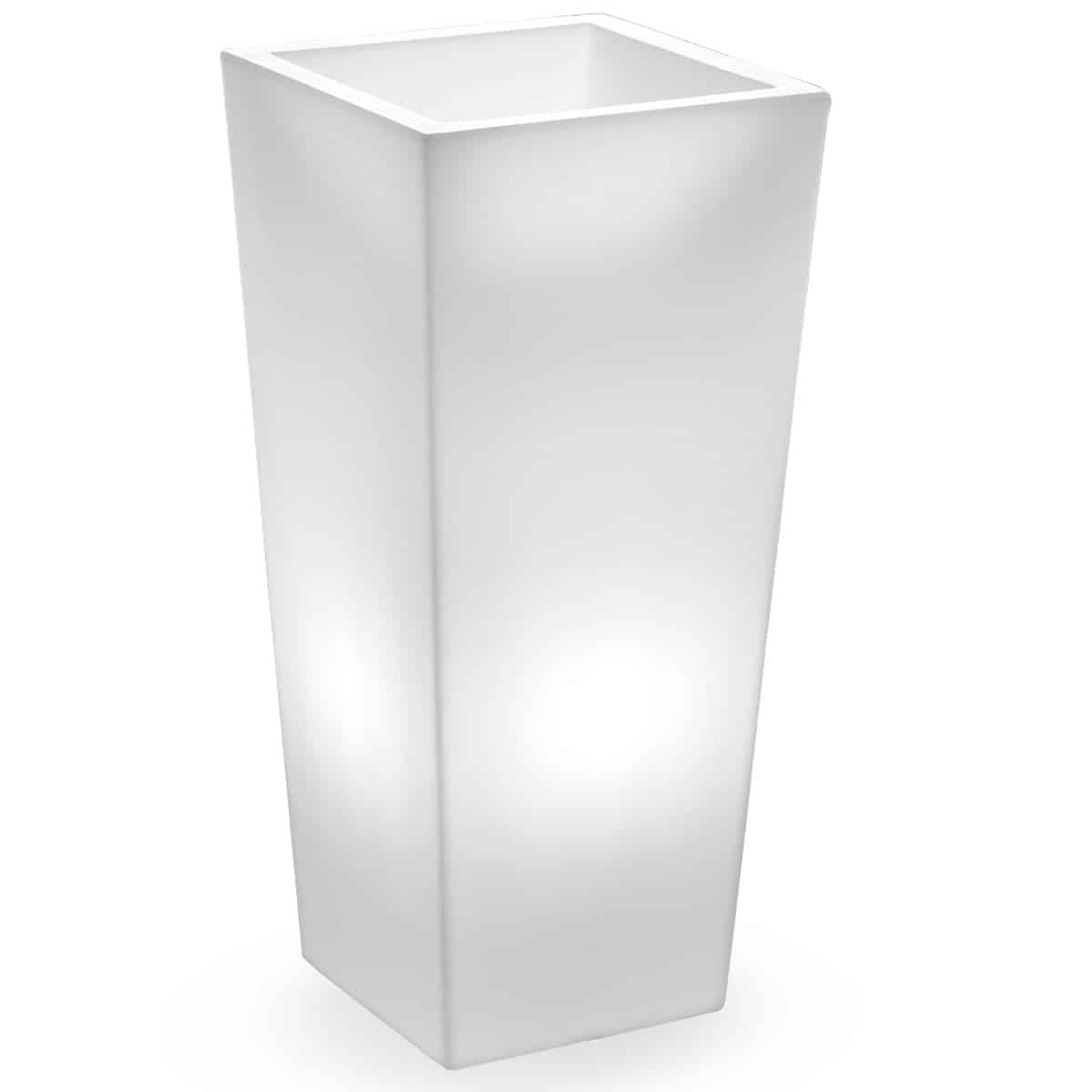 Pot carré Genesis lumineux blanc - Hauteur 100cm