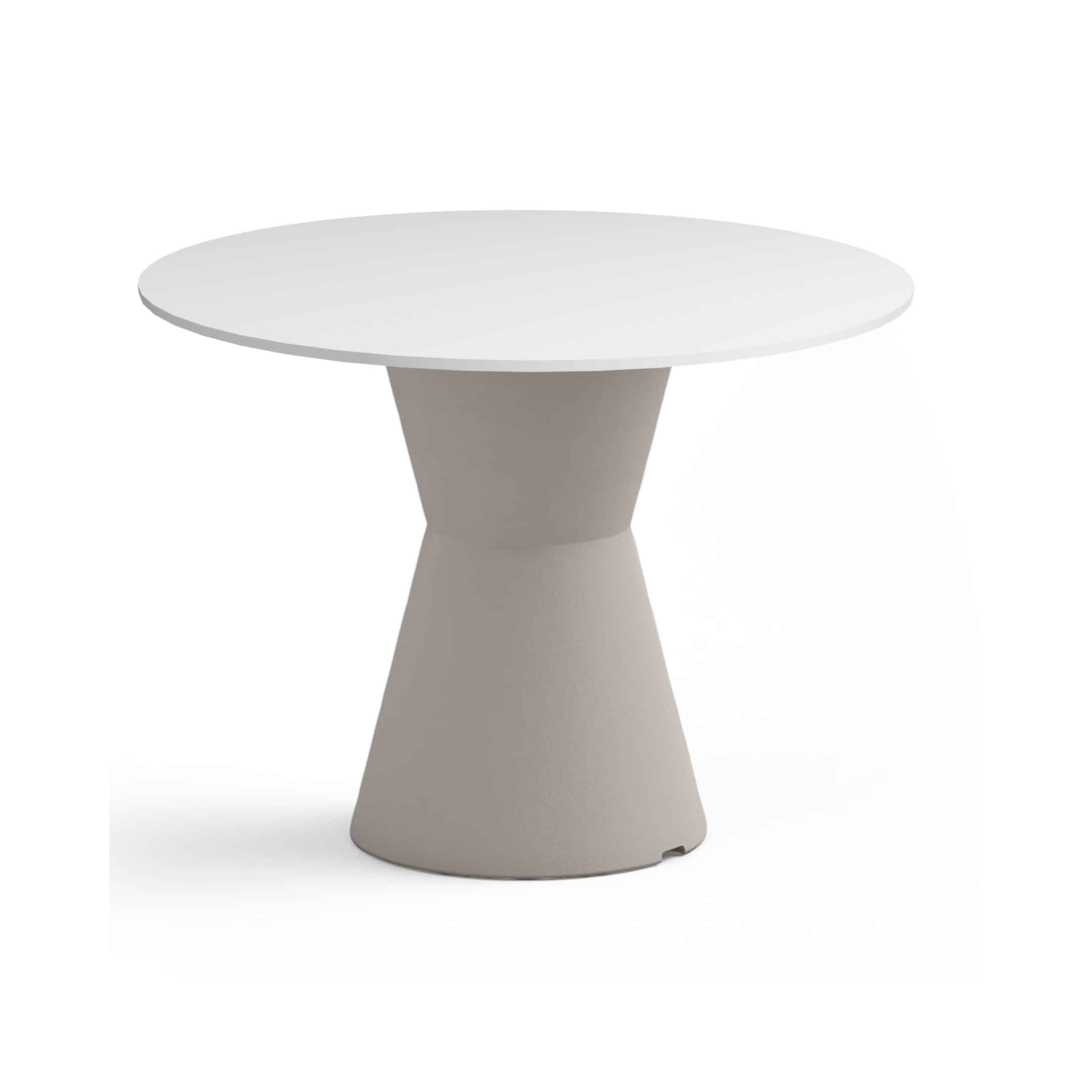 Table Dot taupe plateau circulaire blanc